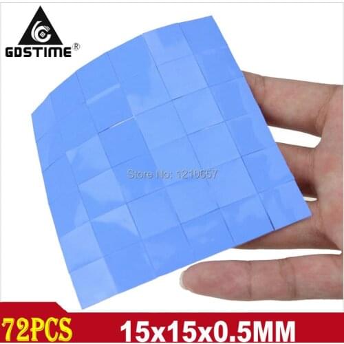 72Pieces lot Blue Silicone Conductive GPU CPU 15 x 15 x 0.5mm Heatsink Cooling Thermal Pad