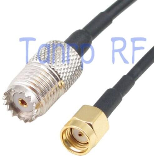 8in Mini UHF female SO-239 SO239 to RP-SMA male RF connector adapter 20CM Pigtail coaxial jumper cable RG174 extension cord
