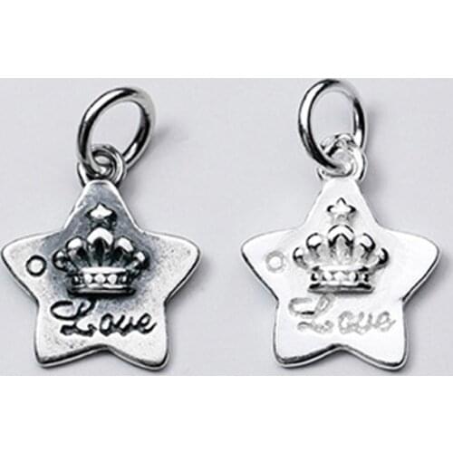 925 Sterling Silver Women Star Design Love Crown Charms Necklace Bracelets Fine Dangle S925 Silver Pendant DIY Jewelry Findings