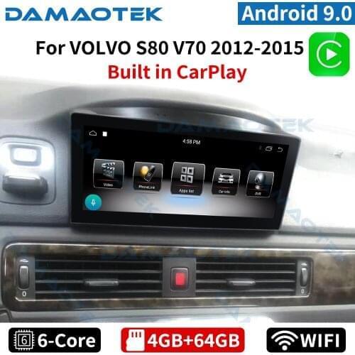 DamaoTek Android 10.0 8.8'' Car Radio Audio Player 4G 64GB GPS Navigation For VOLVO S80 V70 2012-2015 Multimidia