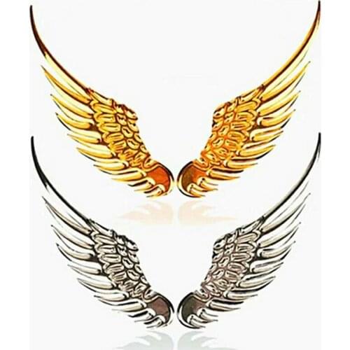 Car Stickers Metal 3D Double-sided Tape Stick 1 Pair Gold Sliver Wing Decals DIY Motorcycle Car Styling Tools Car Accessories