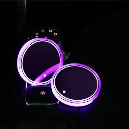 Car LED Cup Holder Pad RGB Water Mat Coaster Light For Honda Accord CRV Stream Civic Fit Life Mobilio Inspire Stepwgn Crosstour