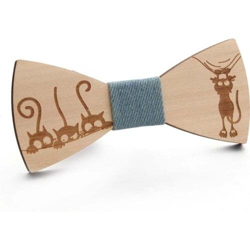 Wood Fashion Cat Bow Tie Men Accessories Super Style Wooden Bowtie Best Gifts For Hero father For him