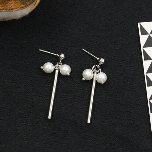 Long Dangle Earrings Gold Silver Color Imitation Pearl Tassel Eardrop Drop Earring Double Beads Women Jewelry Ear Accessories