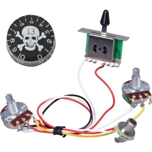 E Guitar Speed Volume Tone Control Knob Black with Guitar Pre-Wired Harness, 3 Way Blade Toggle Switch 1V1T 500K