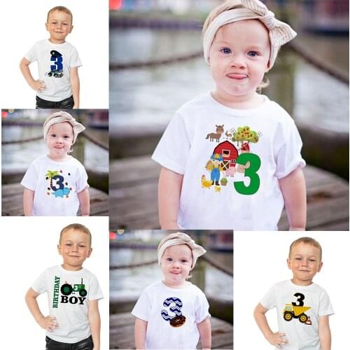 Boys Birthday Outfit 3nd Birthday Cartoon T-shirt Boys Birthday Party Tees Kids Cartoon Shirt Children I'm 3 Years Old