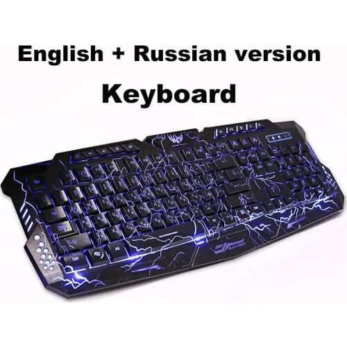 Gaming Membrane keyboard Crack 3-Color Breathing Backlit USB Wired RU/US Game Keyboard Colorful Waterproof For PC Laptop