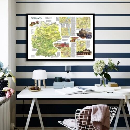 84*59cm 1991 Germany Travel Map Vintage Canvas Painting Canvas Wall Art Poster Home Decoration Travel & Children Study Supplies