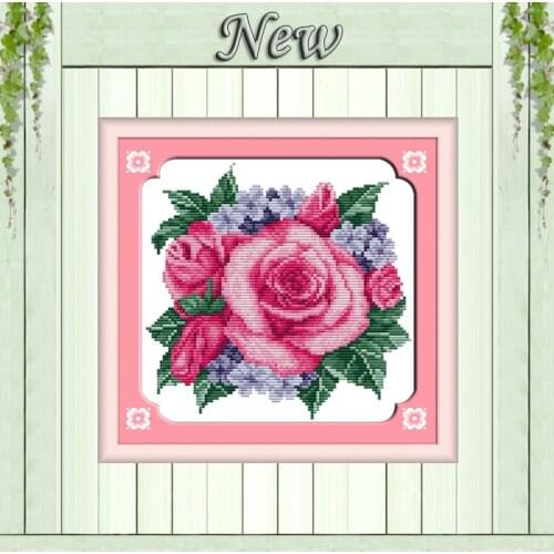 Rose Clumps flower paintings 11CT patterns printed on canvas DMC 14CT chinese Cross Stitch diy Needlework Sets Embroidery kits