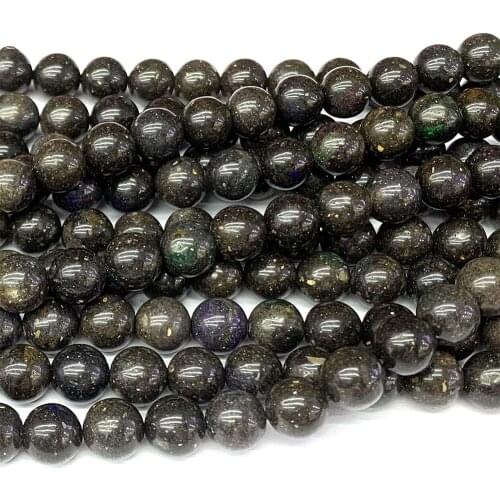 Veemake Black Opal Natural Genuine Necklace Bracelets Earrings Ring Loose Round Gemstones Womens Beads For Jewelry Making 06895