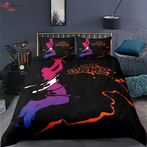 Homesky Printing Splash Silhouette Bedding Set Cover Basketball Player Duvet Cover Bed Set Pillowcase Comforter Cover Bedclothes