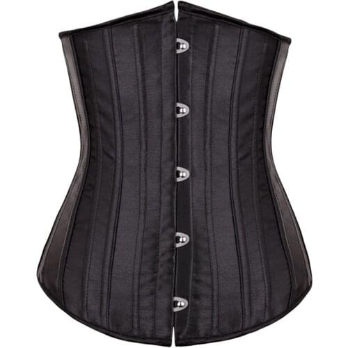 Women Gothic Sexy Satin Steel Boned Underbust Corset Bustier Waist Cincher Slimming Body Shaper Corselet Lingerie Top Plus Size