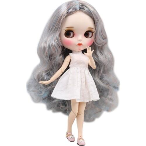 ICY DBS Blyth Doll 1/6 bjd white skin joint body Beautiful mixed color curls hair new matte face with eyebrows Lip gloss sd toy