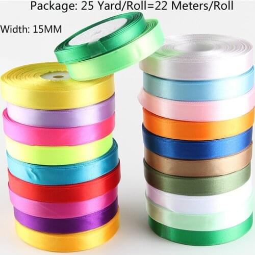 22M 25Yards 15mm Beautiful Single Face Silk Satin Ribbon Wedding Invitation Card Party Decor Scrapbooking Wrap Supplies Ribbon
