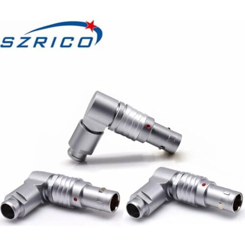 M9 FHG 360 B Series 0B 2 3 4 5 6 7 9 Pin Metal 90 Degree Elbow Male Plug Circular Self Locking Push Pull Connector