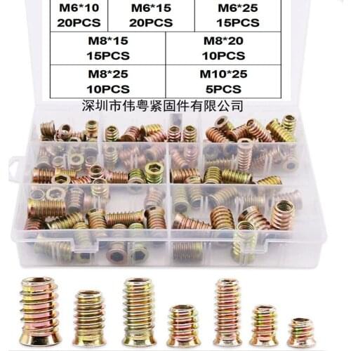 Metal Hexagon Hex Socket Head Embedded Insert Nut Group T-Nut Outside Thread Zinc-alloy Embedded Hex Nut Wood Furniture Nut