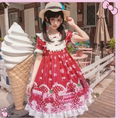 Kawaii Japanese soft sister Lolita dress sweet afternoon tea op short-sleeved dress