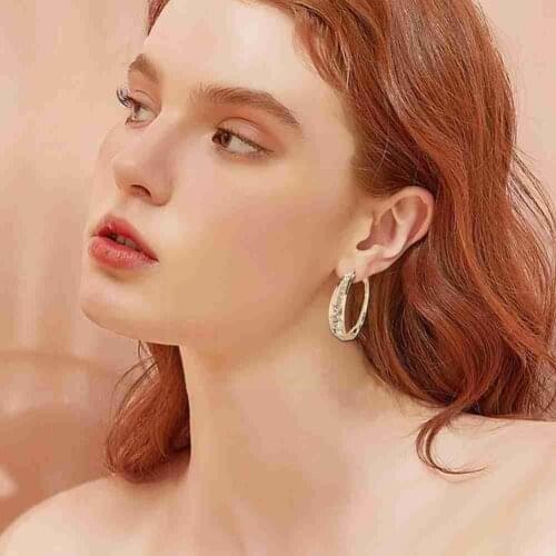 Fashion Rhinestone Oversize Big Round Chain Hoop Earrings Silver Exaggerated Geometric Earring Color Gift Gold Jewelry Blac D7B6