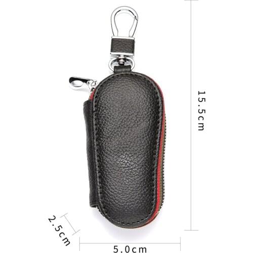Men Key Holder Housekeeper Leather Car Key Wallets Keys Organizer Women Keychain Covers Zipper Key Case Bag Unisex Pouch Purse