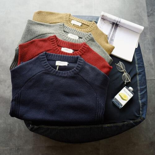 2019 Department Vintage Pullover mens College Style Patch splicing color contrast round neck knitwear mens fashion sweater