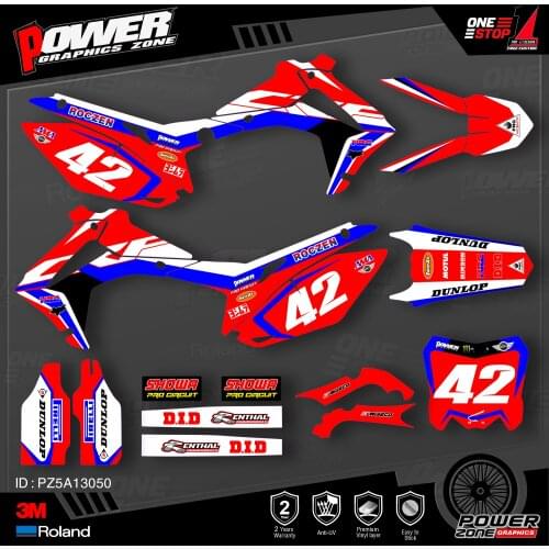 PowerZone Custom Team Graphics Backgrounds Decals 3M Stickers Kit For HONDA 2014-2017 CRF250R 2013-2016 CRF450R 050