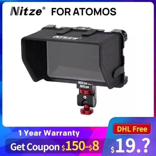 NITZE 5" MONITOR CAGE FOR ATOMOS NINJA V / SHINOBI MONITOR WITH HDMI-CABLE CLAMP SUNHOOD and Monitor Holder Mount NINJA V-Kit