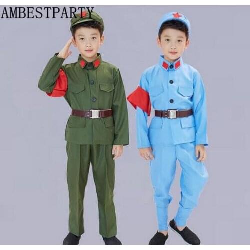 New 2020 Chinese red army clothing gray military uniform ancient Halloween Cosplay military uniform for Adult kids AMBESTPARTY