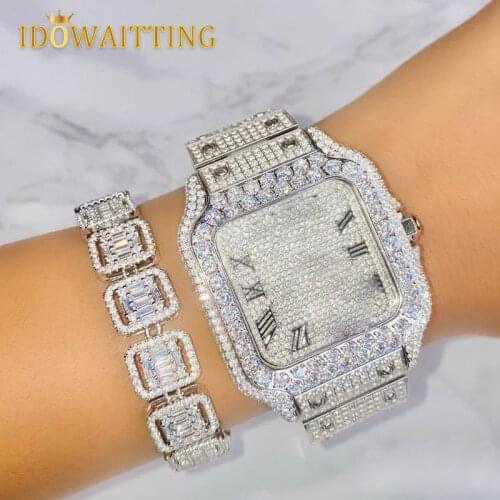 2021 New Arrived Iced Out Bling 5A Clear Cubic Zirconia Geometric Square CZ Cluster Tennis Chain Women Fashion Bracelet Jewelry