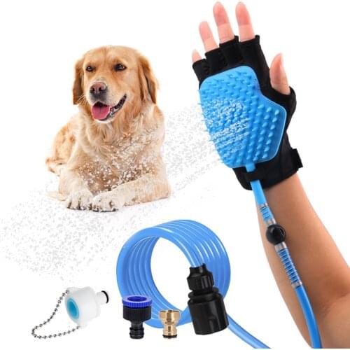 The new hot pet cleaning products, silica gel bathing gloves with shower nozzle massager hair removal magic