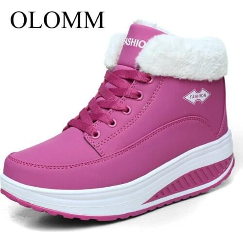 OLOMM 2019Comfortable Autumn Winter Cotton Shoes Womens Thick Bottom Elevated Shoes Rocker Shoes Warm Womens Shoes AB-40