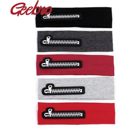 Geebro Fashion Baby Girls Cotton Zipper Headbands Summer Soft Stretch Headwear Childs Hairbands Accessories Photo props DT725