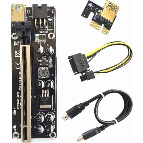 6PCS VER009S Plus PCI-E Riser Card PCI Express 1X 16X USB 3.0 Cable Express Extension Riser Card For Mining Video Cards