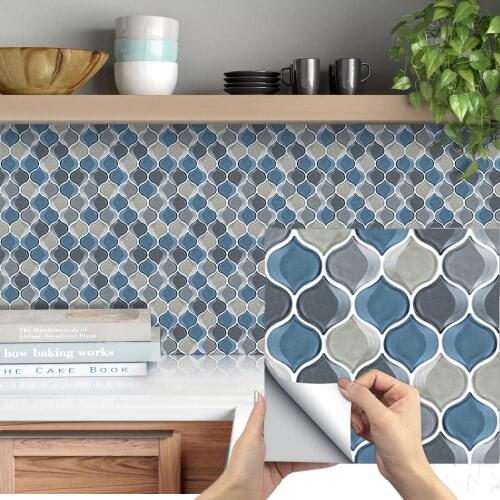 Arabesque Peel and Stick Tile Wall Sticker Self-Adhesive Kitchen Bathroom Backsplash Wall Tiles PVC Waterproof Wallpaper