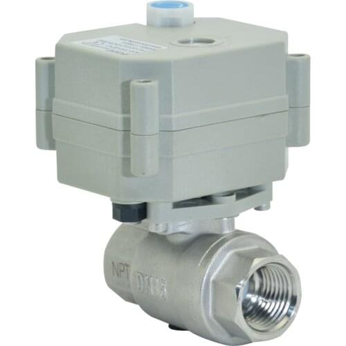 1/2" DN15 BSP/NPT Stainless Steel Motorized Ball Valve 2 Way Compact Motorized Valve NC/NO Electric Control Valve 5V/12V/24V/DC
