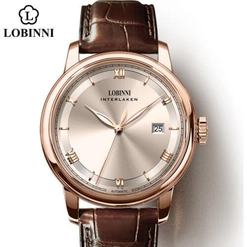 Switzerland LOBINNI Men Watches Luxury Brand Perpetual Calender Japan MIYOTA Auto Mechanical Mens Clock Sapphire Leather