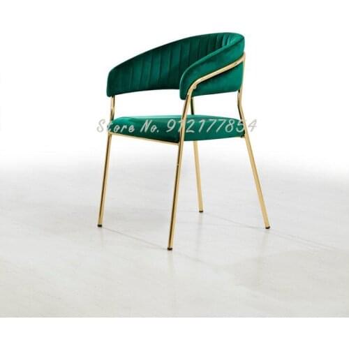 Nordic minimalist wrought iron gold light luxury backrest home dining chair makeup stool cafe table and chair designer negotiati
