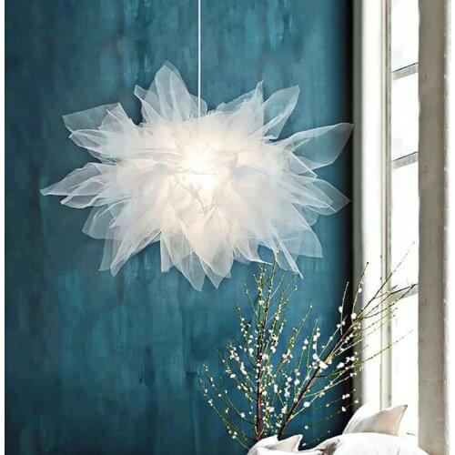 Modern Net Yarn Pendant Light Nordic Romantic Bedroom LED Chandelier Suspension Light For Living Room Kitchen Restaurant Cafe