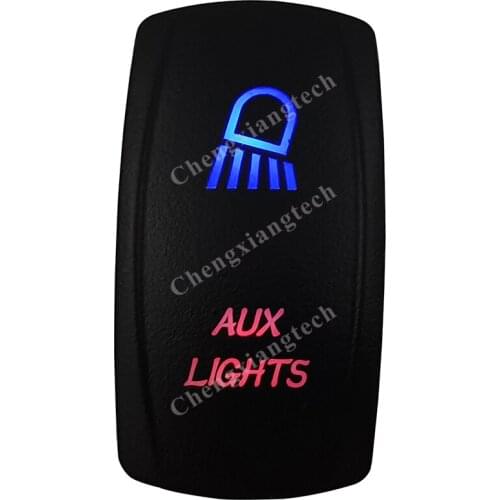 Aux Lights Rocker Switch 5 Pins SPST On/Off Blue & Red Led 20A/12V 10A/24V Toggle Switch for Cars,Trucks, RVs, Boats