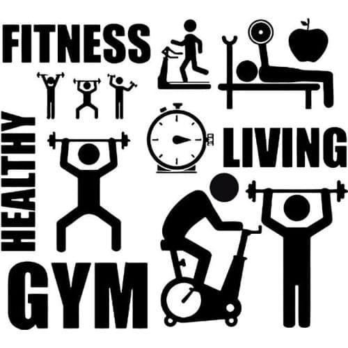 18CM*16.1CM FITNESS HEALTHY LIVING GYM Fitness Life Car Sticker Vinyl S9-0017