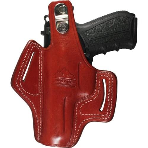 YT HOBBY CZ 75 Handmade Pancake Style Real Leather OWB Carry Two Slot Thumb Break Pistol Firearm Gun Holster