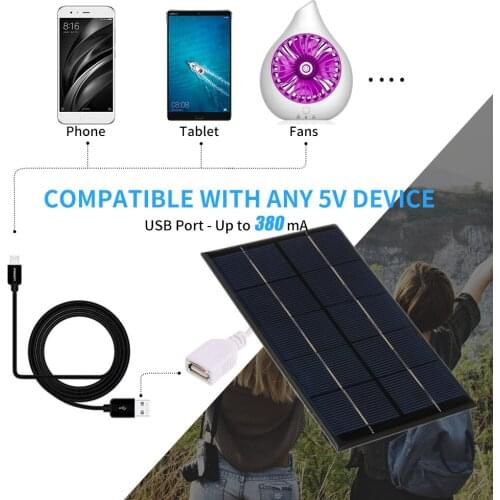 2.5W/5V Portable Solar Charger With USB Port Monocrystalline silicon Compact Solar Panel Phone Power Charger For Camping Travel