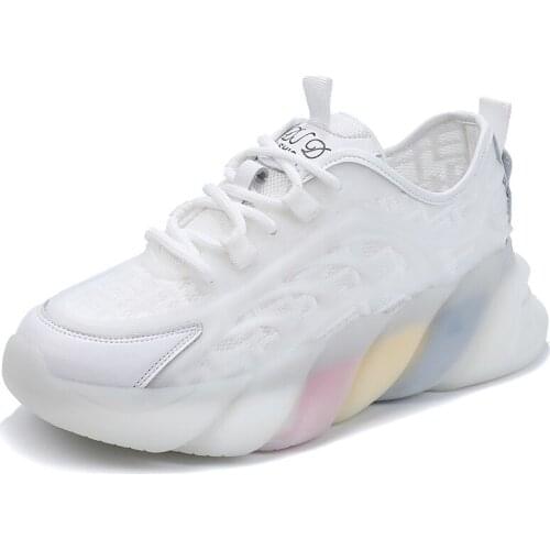 2021 New Women Shoes Rainbow Rubber Sole Sneaker Wedges Female Women Vulcanize Shoes Breathable Confort Casual Ladies Shoes