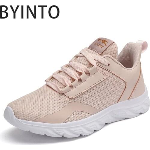 Women Sport Tennis Shoes Super Light Breathable Mesh Shock Sneakers Jogging Walking Footwear Pink Female Trainers Tenis Feminino