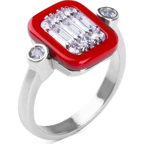 Women Red Baguette Silver Ring Multi Stone Women Accessories European Charms Solid 925 Sterling Silver