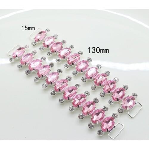 2PC 13*1.5cm Rhinestone Bikini Connector Buckle Metal Chain Swimming Wear Shoes Sewing DIY swimsuit decorative trinket buckles
