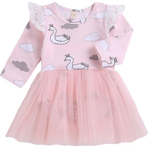 2018 Newborn Baby Girl Pink Floral Dress Party Princess Pageant Tutu Lace Dresses Size 0-24M