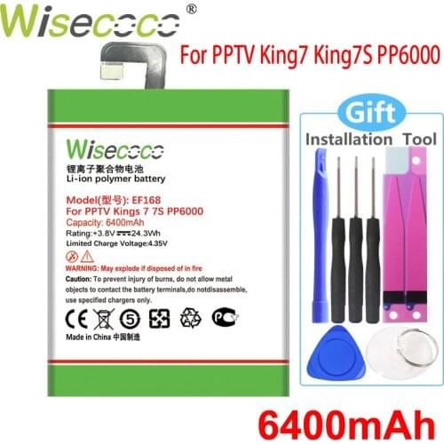 WISECOCO 6400mAh EF168 Battery For PPTV King7 King7S PP6000 Mobile Phone High Quality Battery+Tracking Number