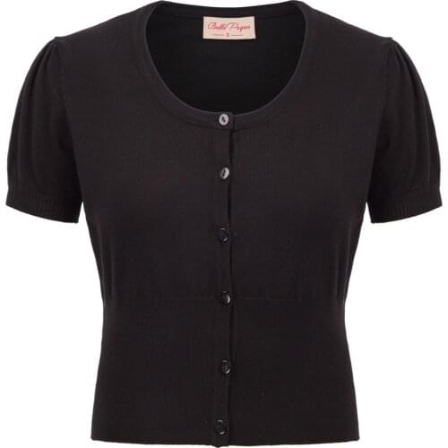 Belle Poque Women Shrug Summer Short Sleeve U-Neck Button Placket Cropped Knitting Coat Tops Knitwear Solid Color Breathable New