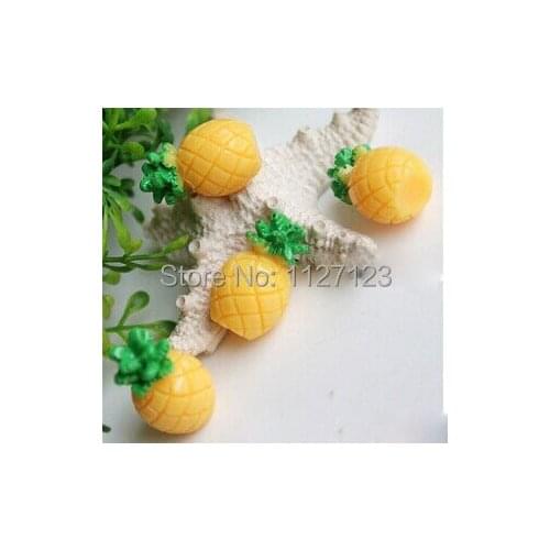Free shipping!!30pcs lovely resin yellow pineapple filler,stuffings fit Glass globe necklace 12x12x21mm