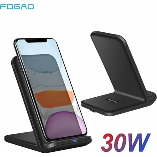 FDGAO 30W Qi Wireless Charger Station for Samsung S20 S10 Fast Charging Stand For iPhone 12 11 Pro XS XR X 8 Phone Quick Charge